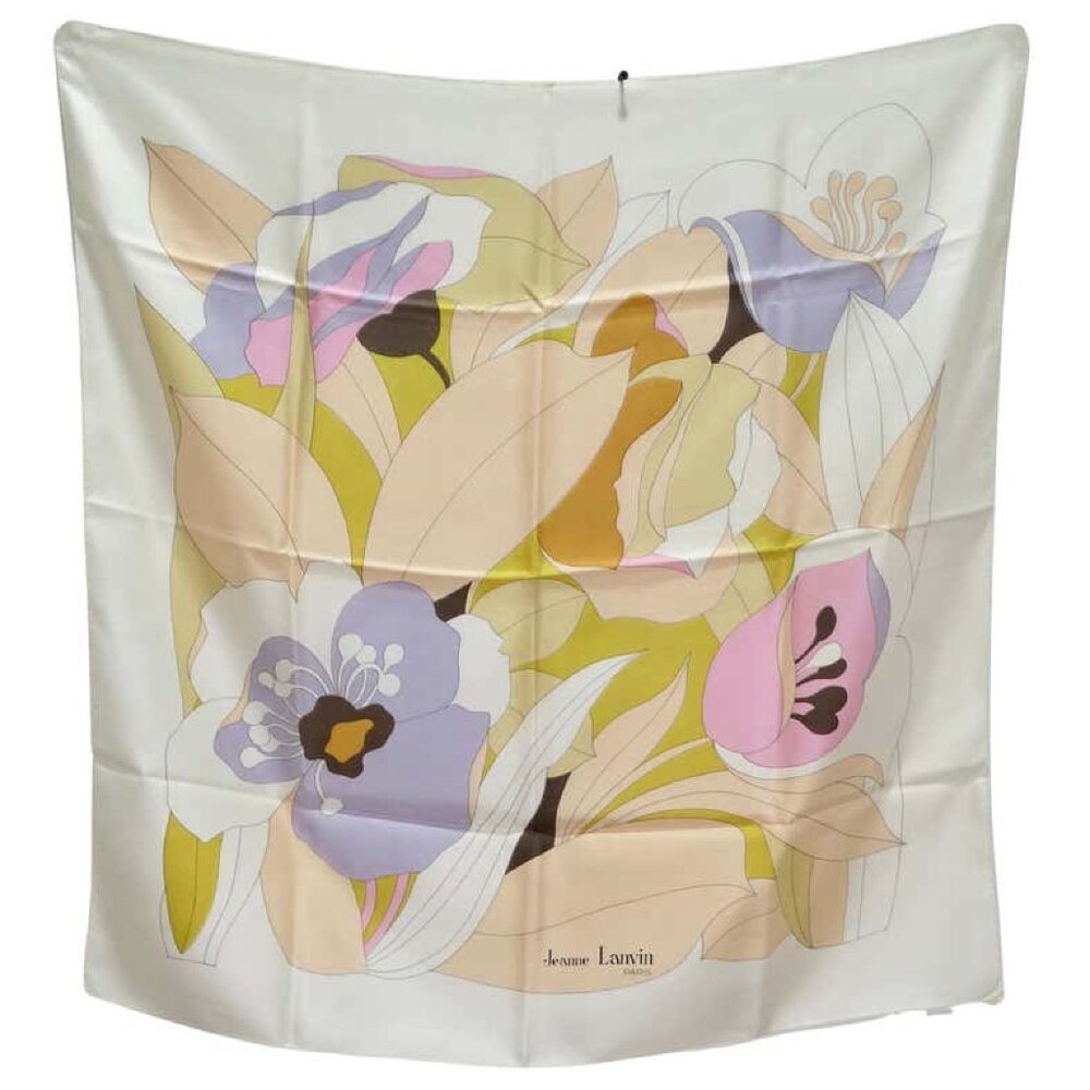 Gorgeous 1970s Lanvin Floral Silk Scarf